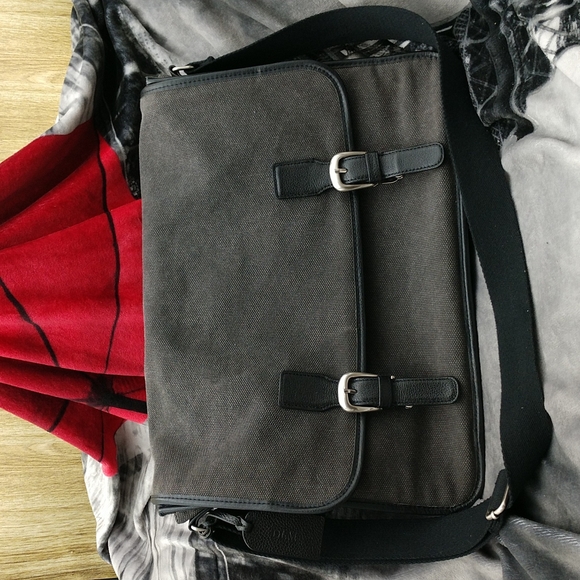 Levenger Bags Levenger Leather And Cloth Messenger Bag Poshmark